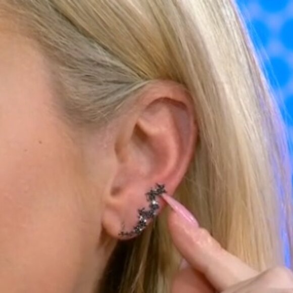 .59ctw. Black Spinel Shooting Star Climber Earrings, .925 Sterling - Picture 6 of 7